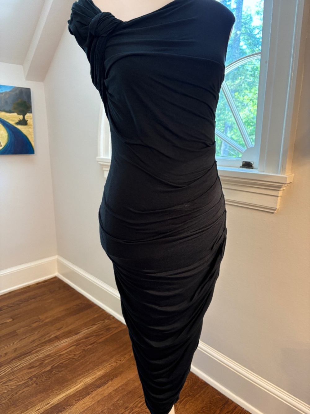Designer Bailey44 Emerald Green Knit Rushed Dress
